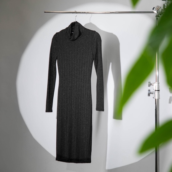 White House Black Market Black Sparkly Knit Dress - Size 4 - Picture 1 of 9